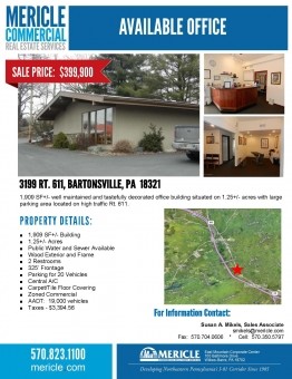 Available Office - 3199 Route 611, Bartonsville